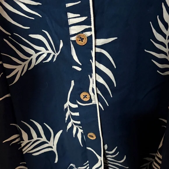 Mata Traders Monterey Navy and Cream Leaf Print Dress Small New - Picture 5 of 7